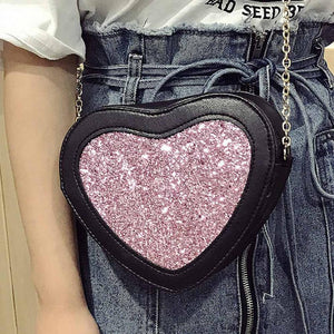 Leather Shoulder Bag Heart Shaped