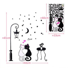 Load image into Gallery viewer, 1 pcs Cute Cartoon Couple Cat Flower Vine 3D Wallpaper