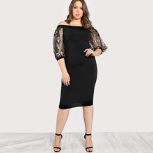 Load image into Gallery viewer, Black Plus Size Party Summer Dress