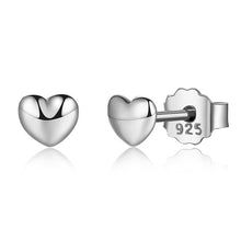 Load image into Gallery viewer, 100% 925 Sterling Silver Petite Plain Hearts Stud Earrings