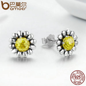 100% Genuine 925 Sterling Silver Yellow Daisy Flower Ring