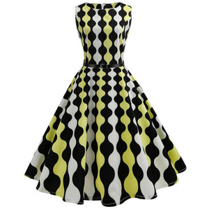 Women Vintage Printing Bodycon Sleeveless Dress