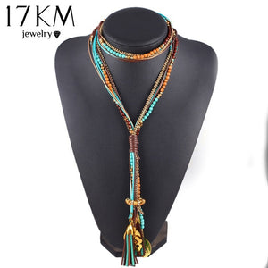 Multi Layer Beads Long Necklace