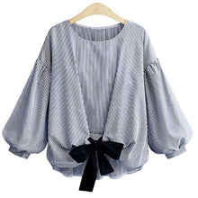 Load image into Gallery viewer, Bandage Striped Lantern Blouse
