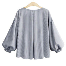 Load image into Gallery viewer, Bandage Striped Lantern Blouse