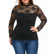 Load image into Gallery viewer, Lace Long Sleeve Sheer Smocked Top