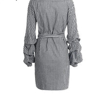 Load image into Gallery viewer, Off shoulder plaid wrap Elegant Dress