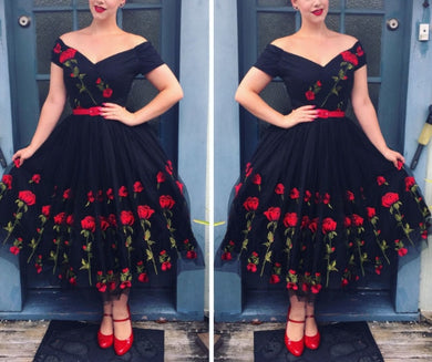 Vintange Rose Party Dress 2019