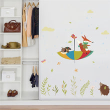 Load image into Gallery viewer, Cute Owl Fox Bird Umbrella Wall Art