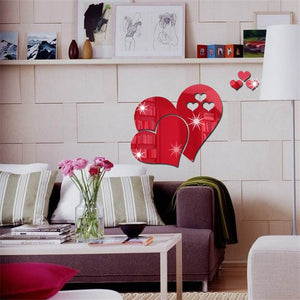 3D mirror Love Hearts wall stickers