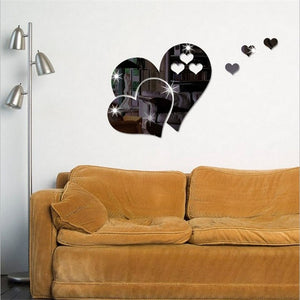 3D mirror Love Hearts wall stickers