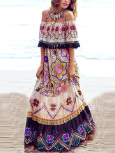 Load image into Gallery viewer, Summer Strapless Boho Print Dress