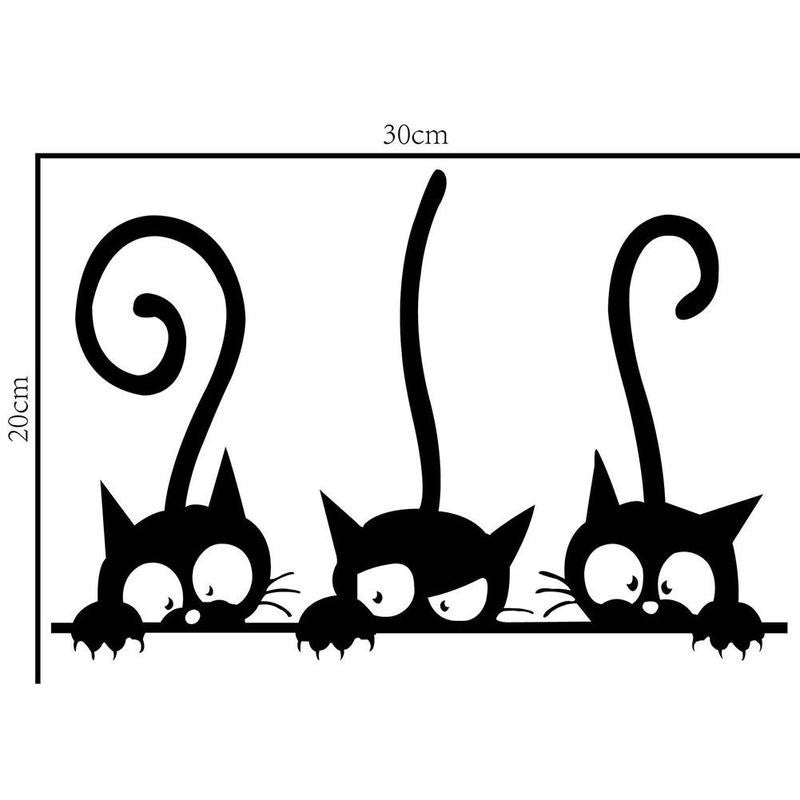 1Pcs Three Kitten Cats DIY PVC Wall Stickers
