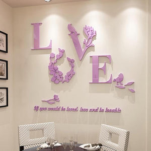 Home Decor 3D Mirror Love Wall Stickers Quote