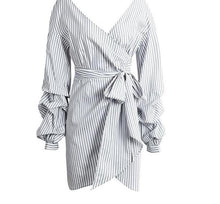 Load image into Gallery viewer, Off shoulder plaid wrap Elegant Dress