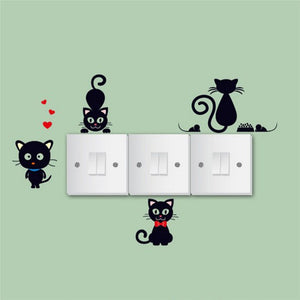10pcs Cartoon Cute Cat Switch Sticker Switch Decor Decals
