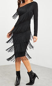 SHEIN Gorgeous Black Fringe Dress