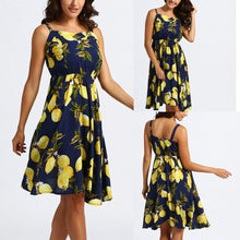 Load image into Gallery viewer, Women Ladies Floral Printing Sleeveless Mini Dress Summer Beach Dress