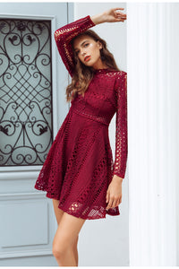 Lace Red Short Dress