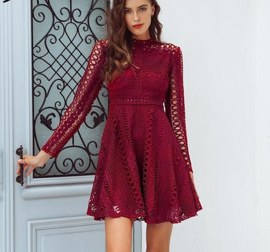 Lace Red Short Dress