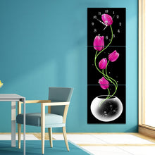 Load image into Gallery viewer, Tulip Diamond Painting Wall Clock 5D