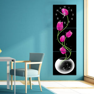Tulip Diamond Painting Wall Clock 5D