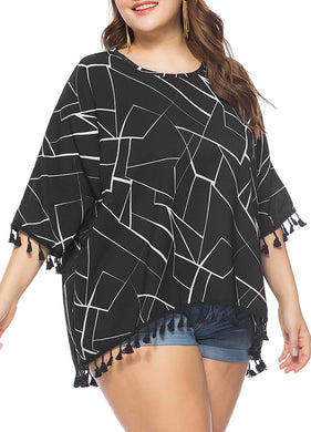 Women 3/4 Sleeve Fringe Top