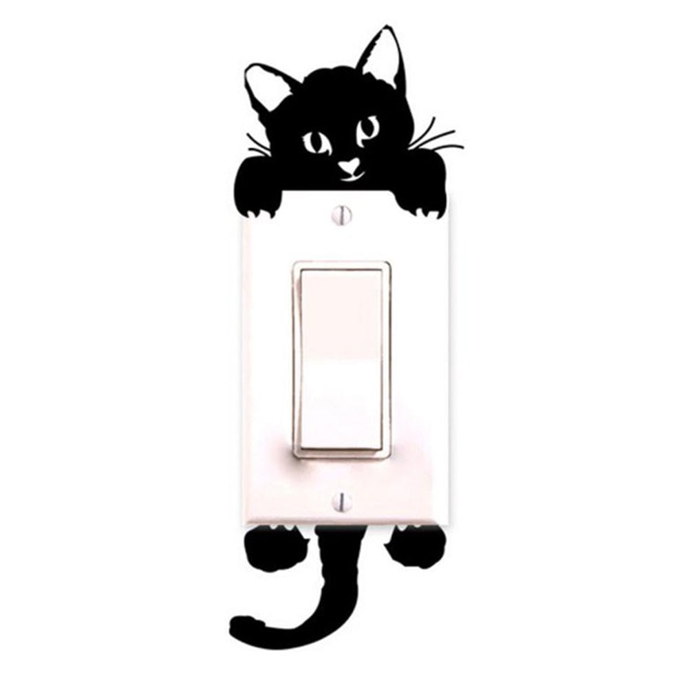 New Cute Cat Wall Stickers Light Switch Decor Decals