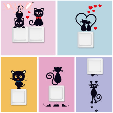 Lovely Cat Light Switch Wall Stickers For Kids Rooms