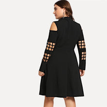 Load image into Gallery viewer, Black Mock-Neck A Line Party Dress